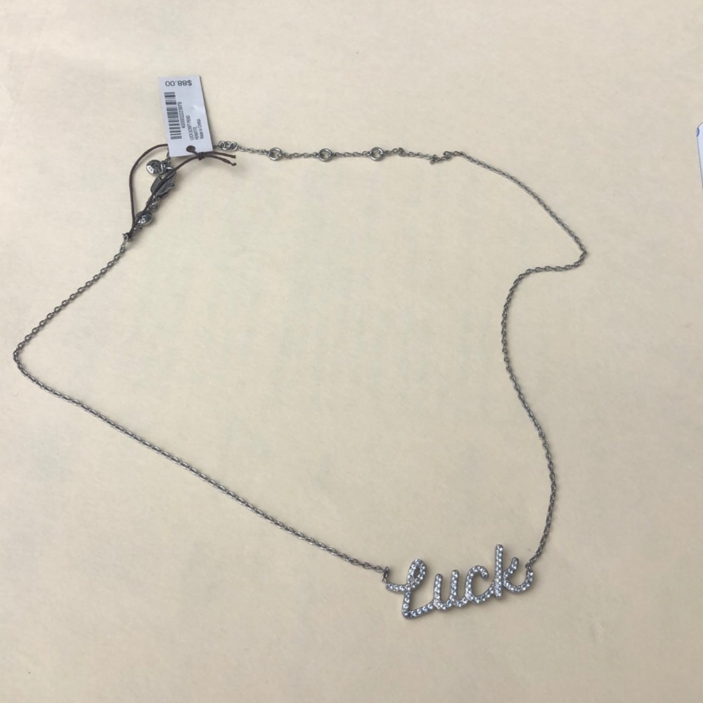 Silver Luxe Luck Script Pendant Hematite
